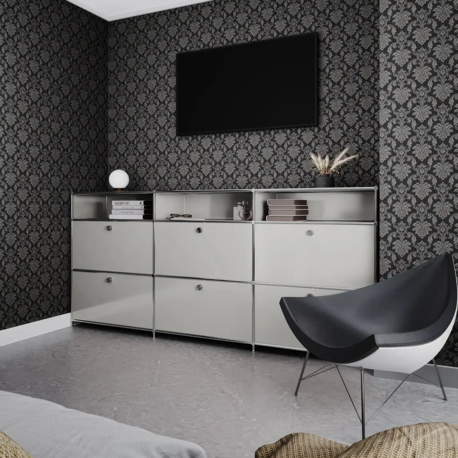 Kommode in Hellgrau mit 6 Schubladen