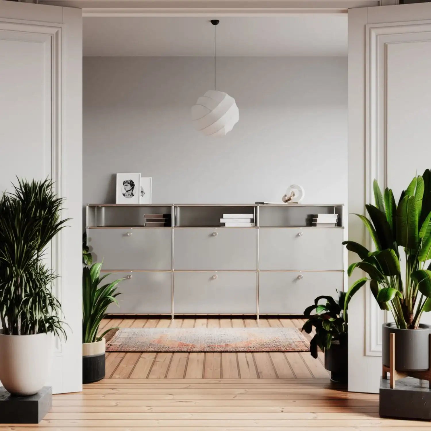 Kommode in Hellgrau mit 6 Schubladen