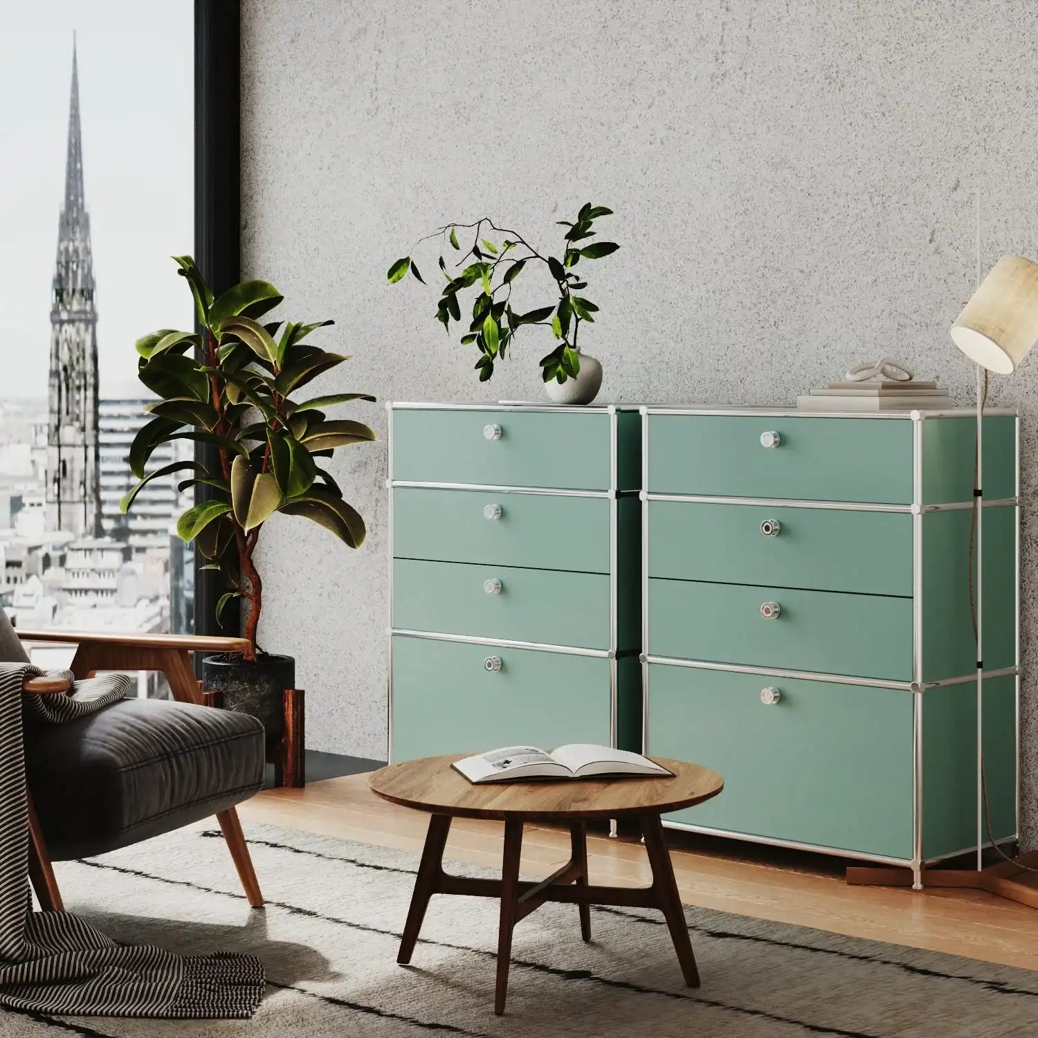 Kommode in Mint mit 4 Schubladen