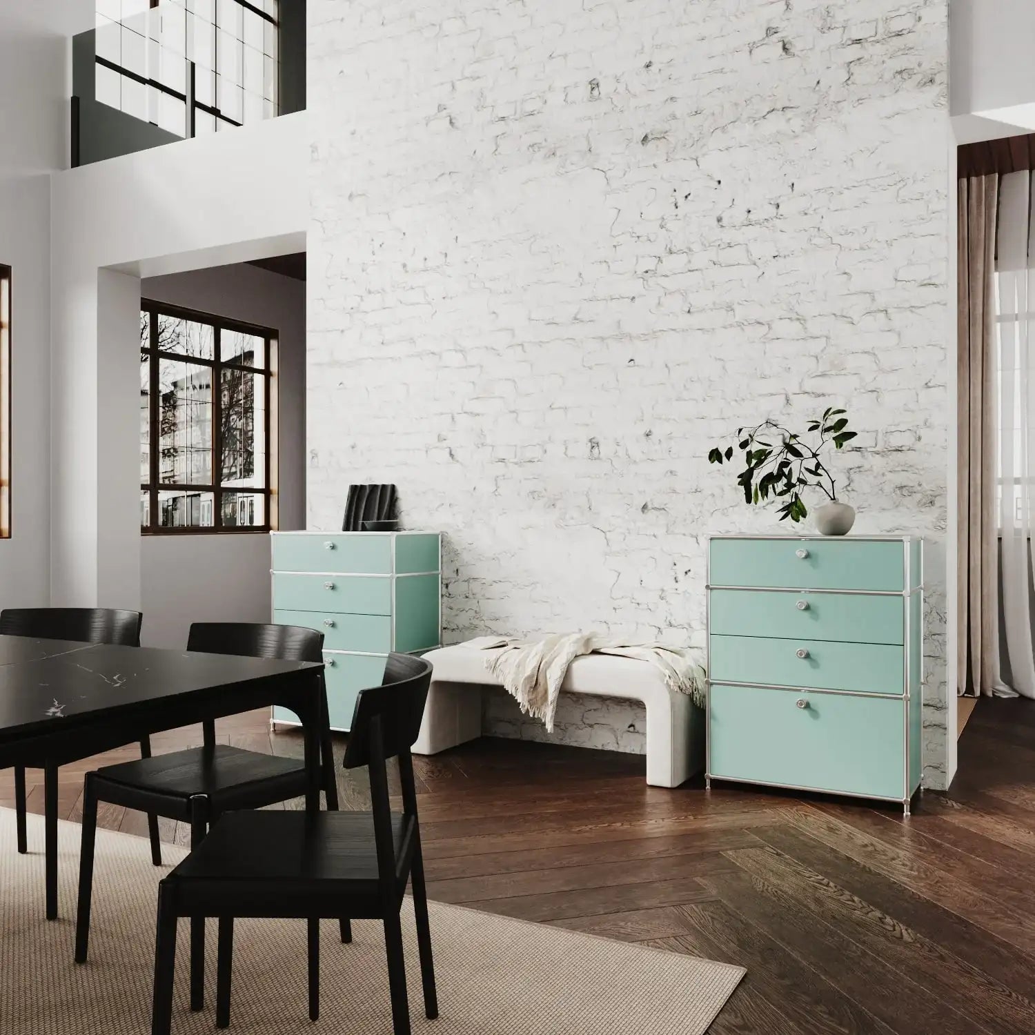 Kommode in Mint mit 4 Schubladen