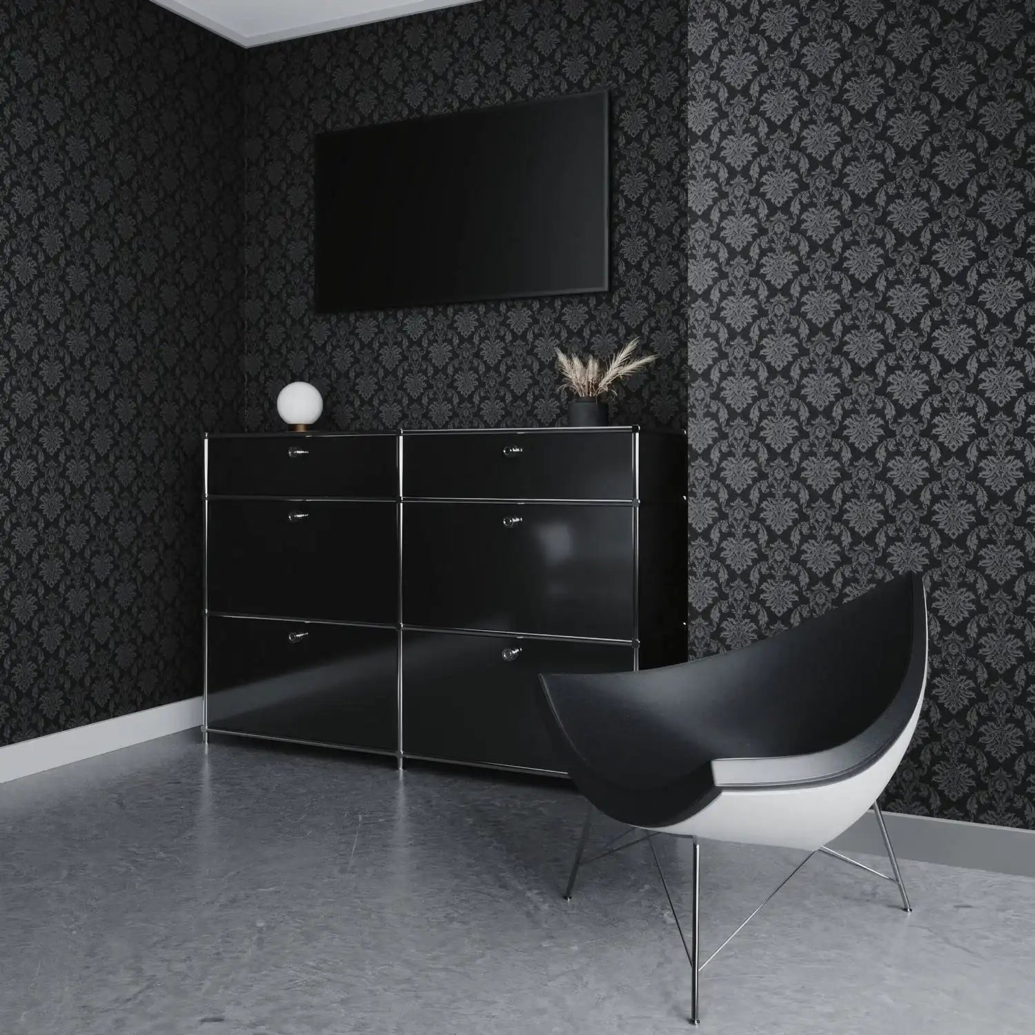 Kommode in Schwarz mit 6 Schubladen