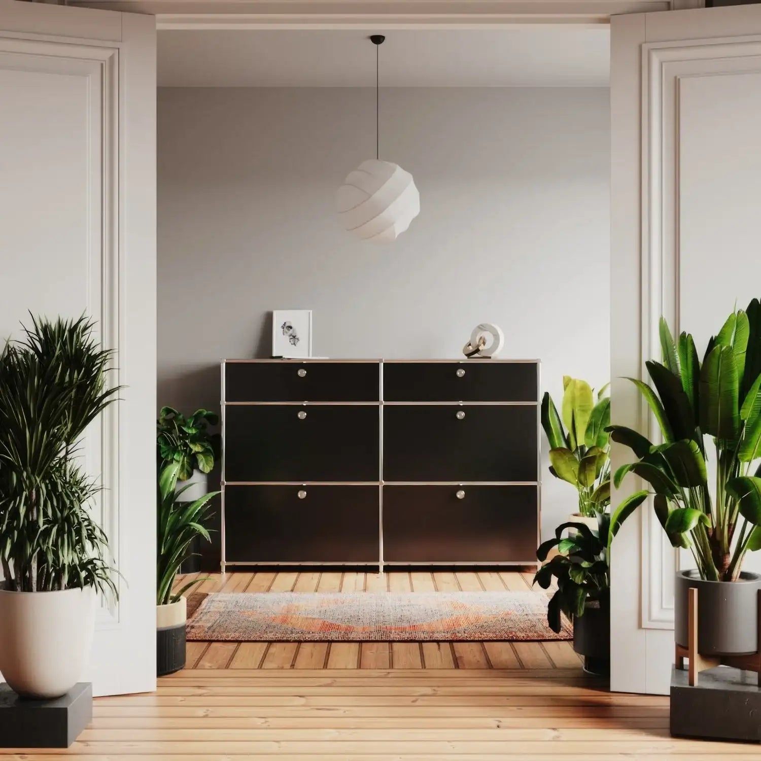 Kommode in Schwarz mit 6 Schubladen