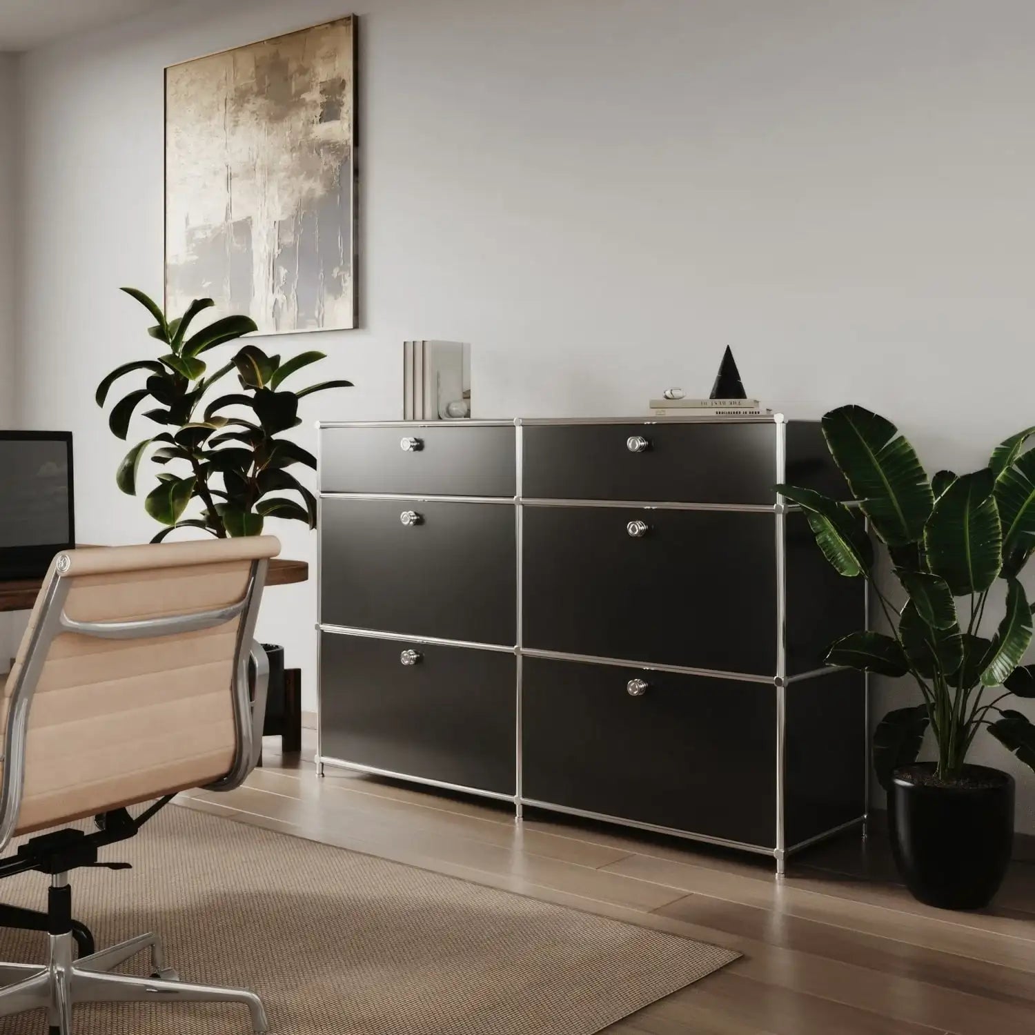 Kommode in Schwarz mit 6 Schubladen