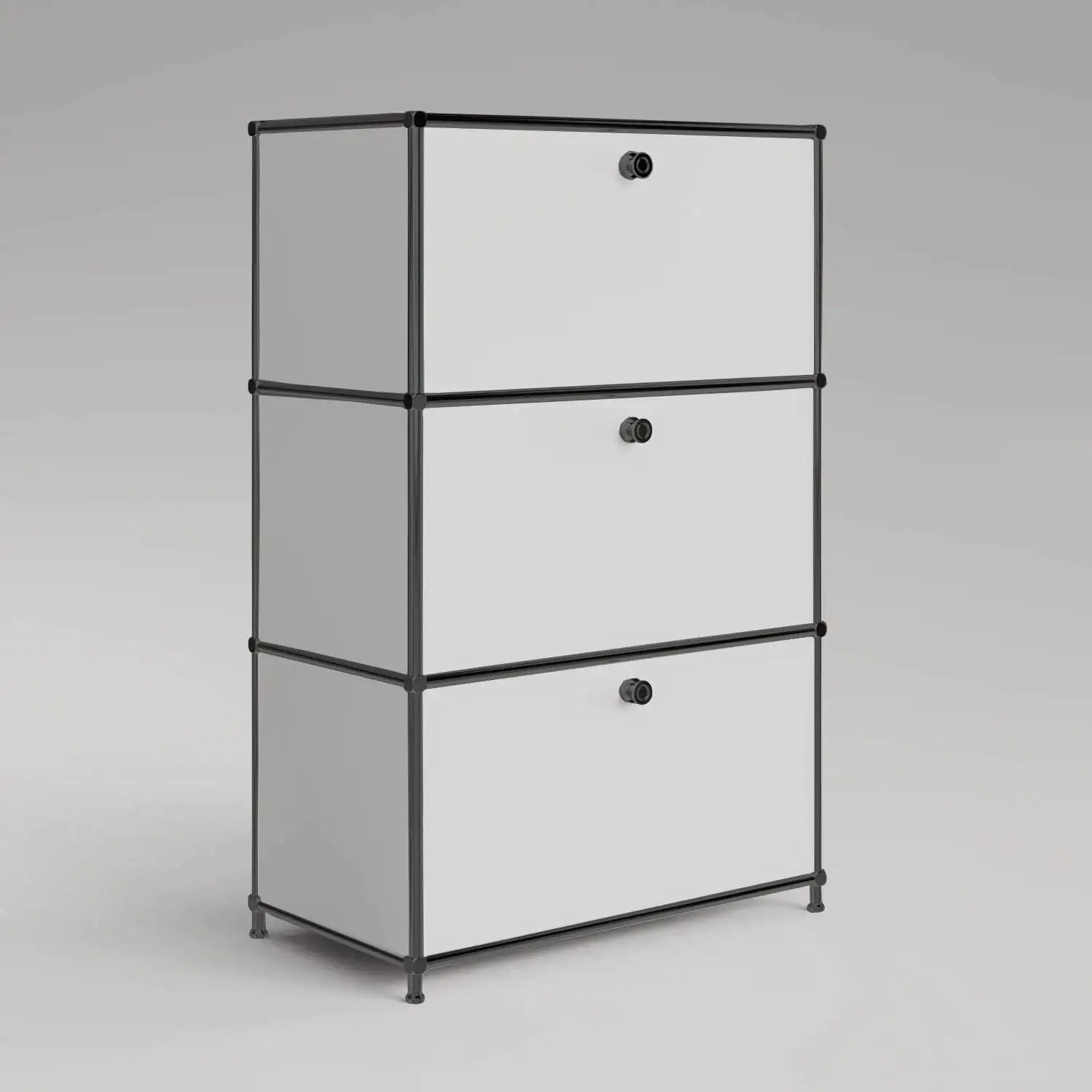 Commode blanche à 3 tiroirs – Chrome noir