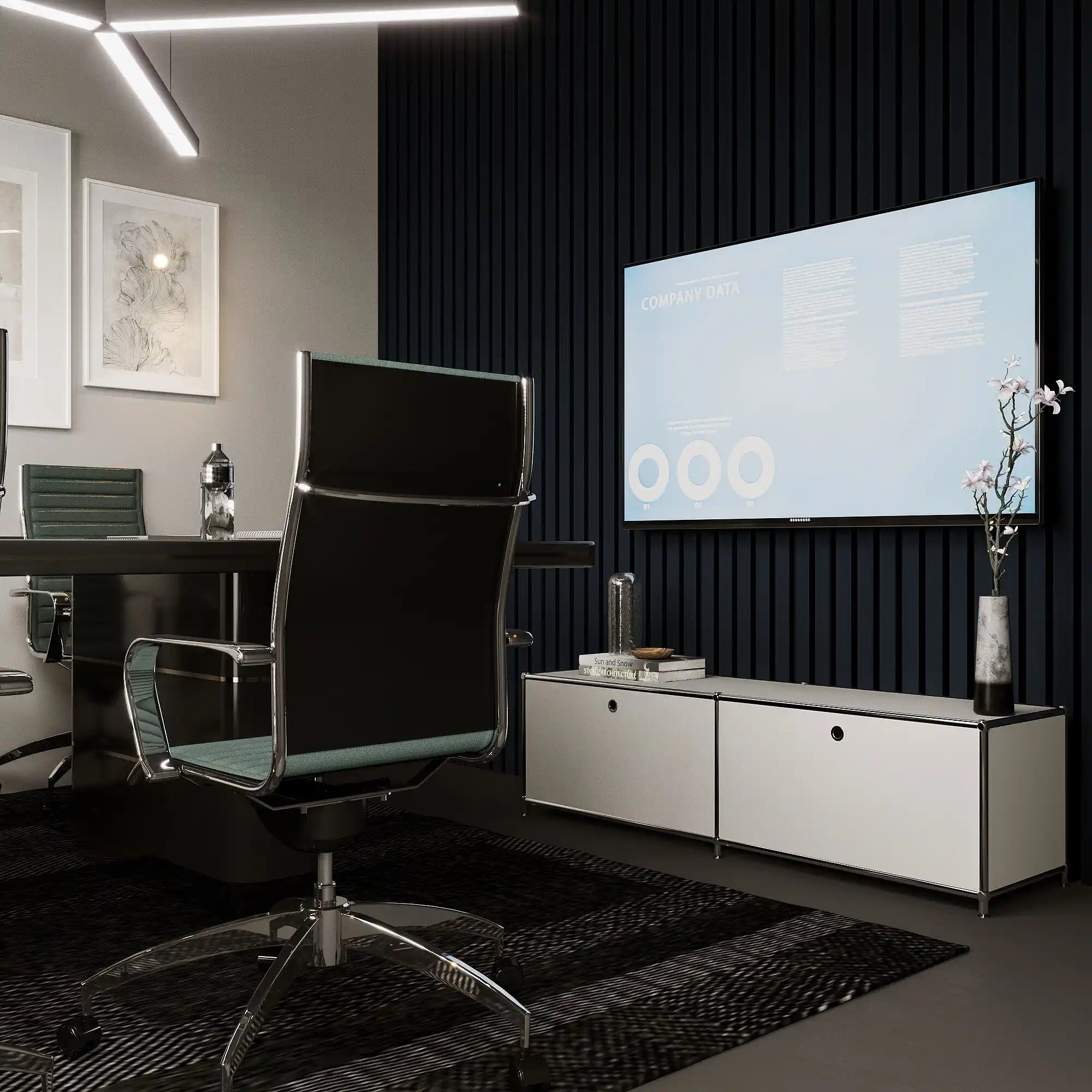 Lowboard in Hellgrau mit 2 Klappen