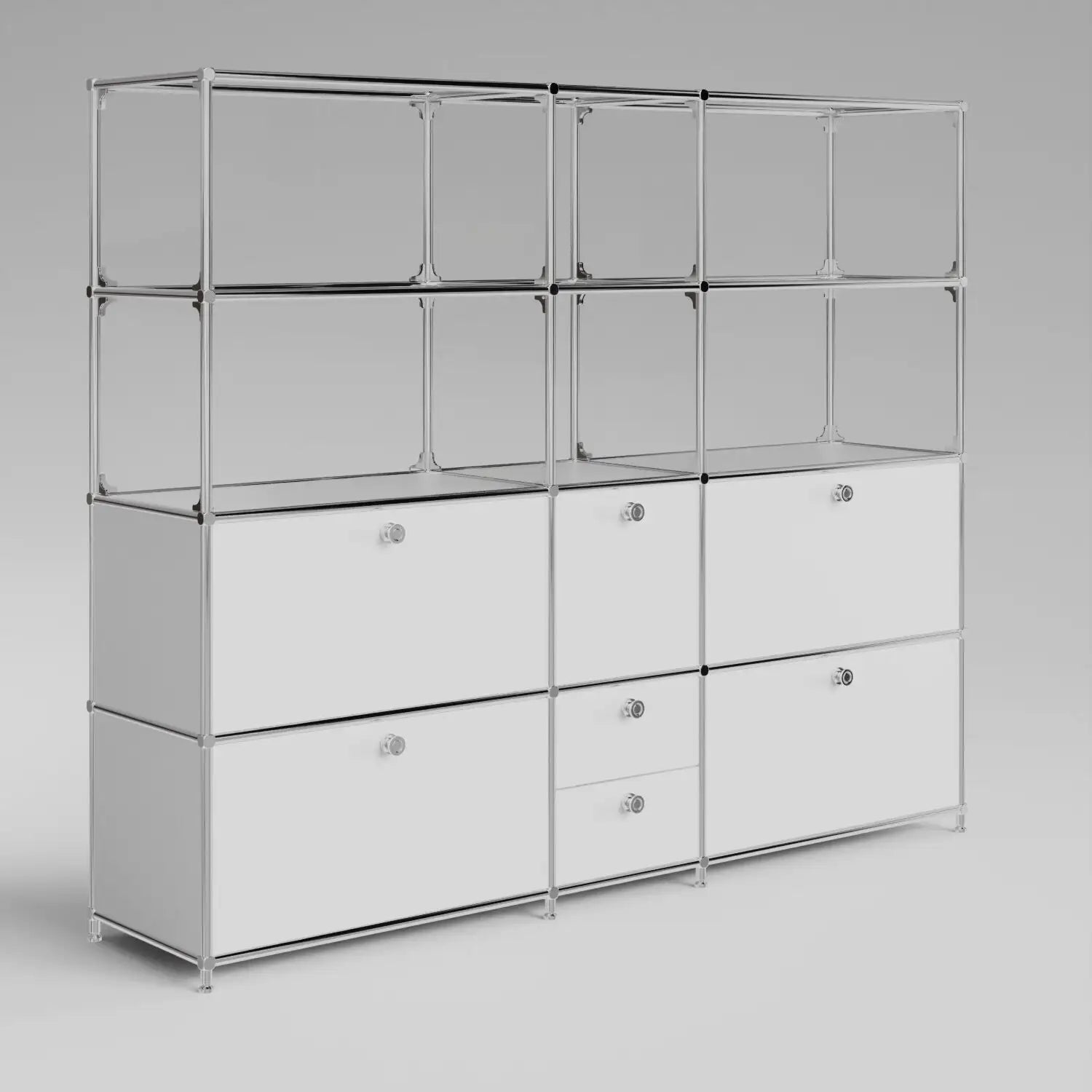 Regal in Weiss mit Vitrinenfunktion