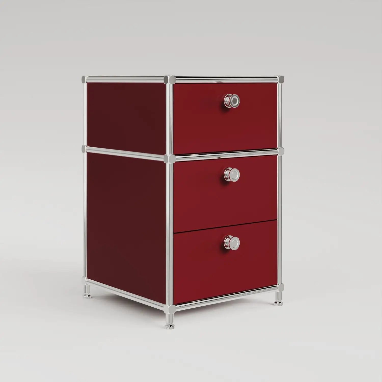 Schreibtischcontainer in Rot mit 3 Schubladen
