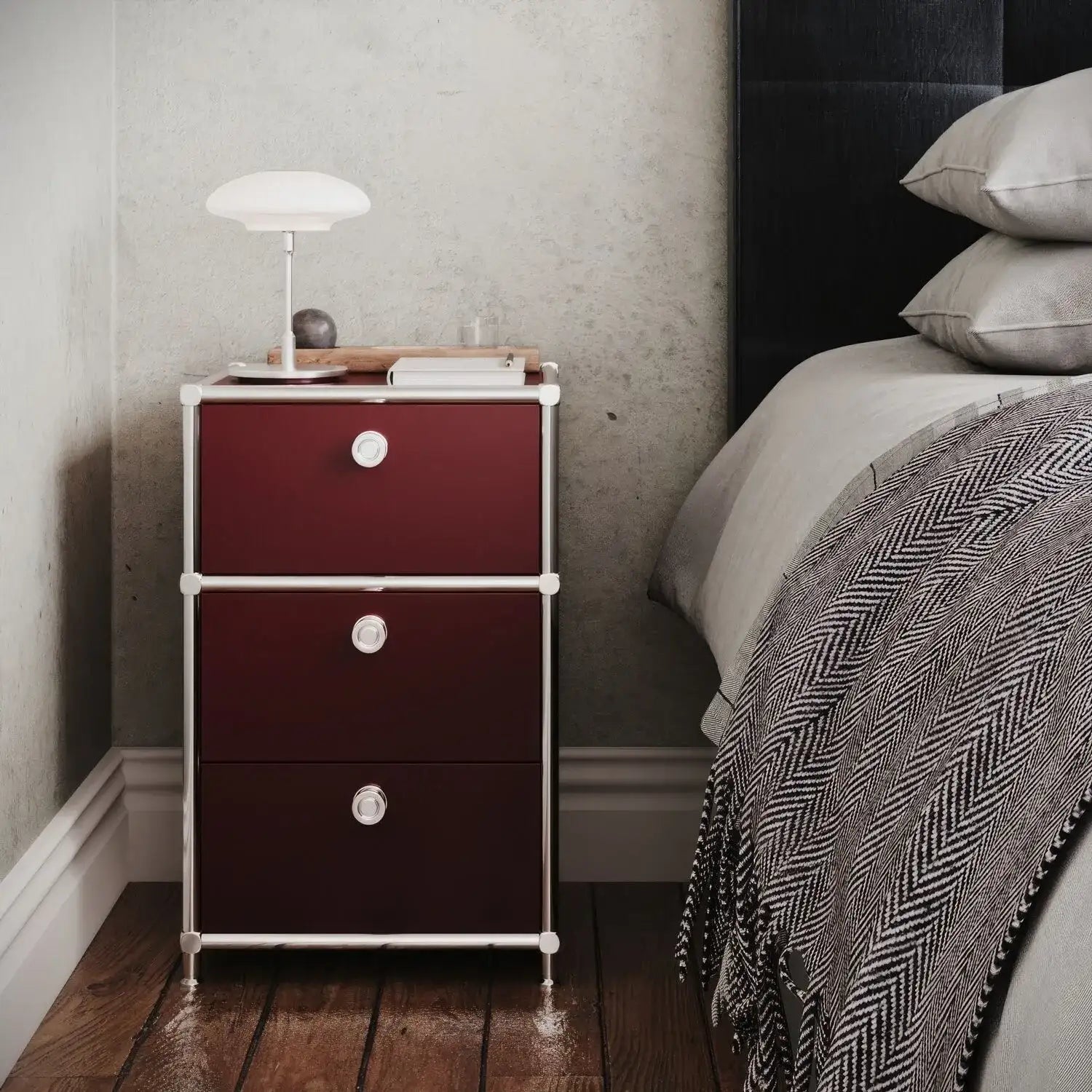 Schreibtischcontainer in Rot mit 3 Schubladen