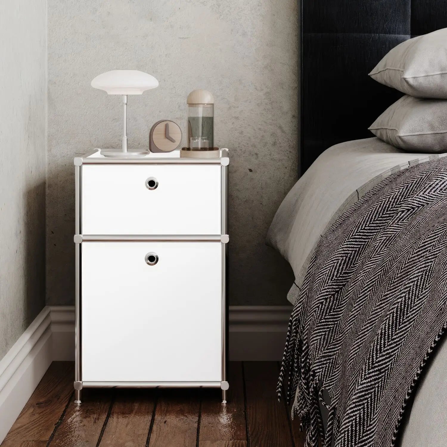 Boîte de rangement de bureau blanche à 2 tiroirs