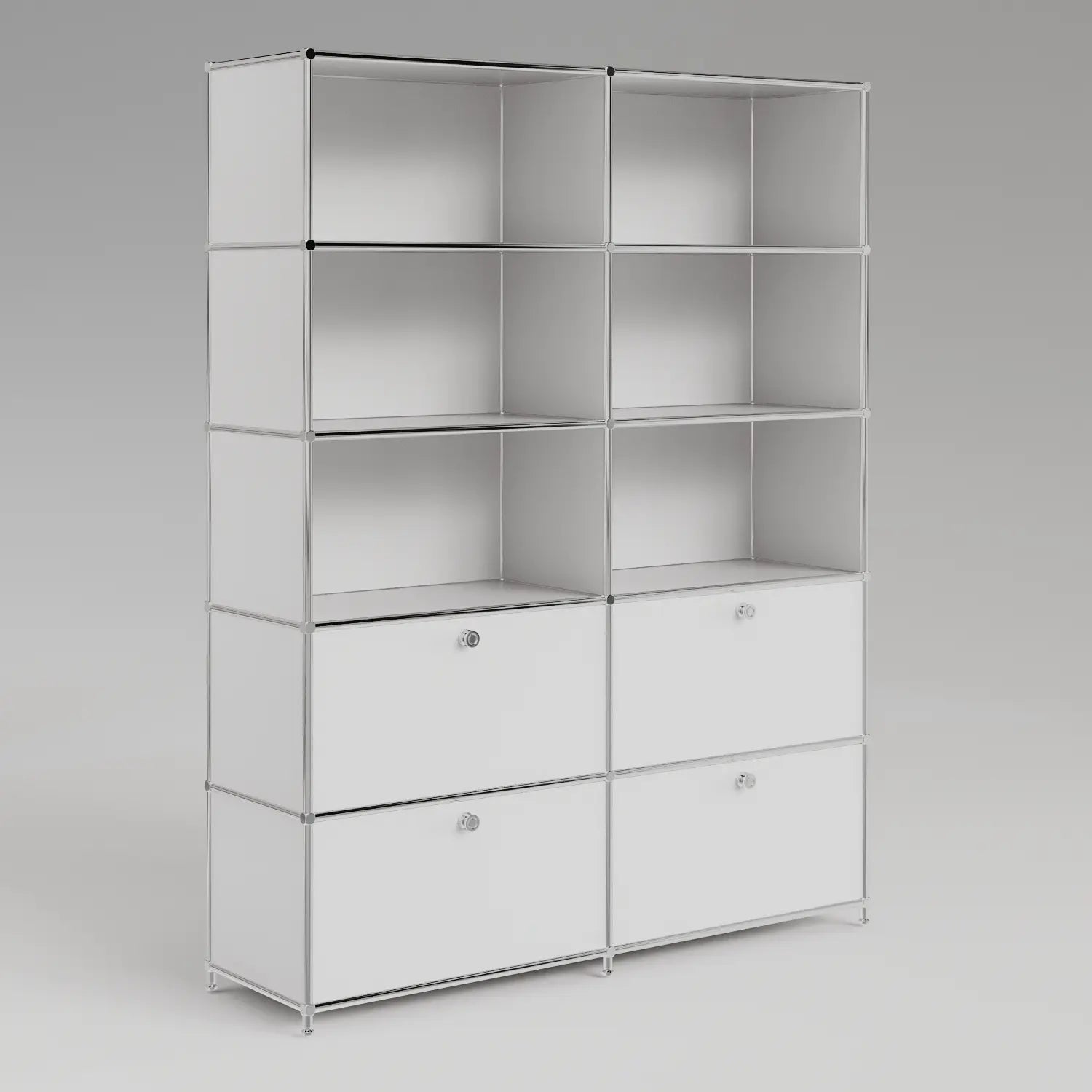 USM Haller Alternative von Flexcube: Regal in Weiss mit 2 Schubladen / Klappen