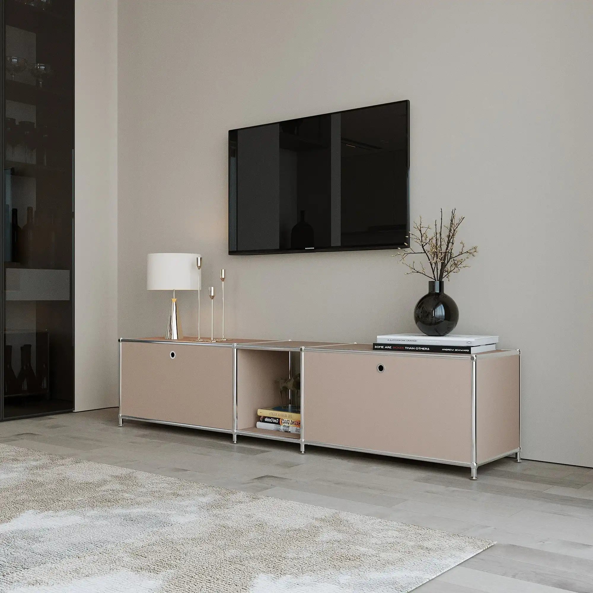 USM Haller Alternative von Flexcube: Lowboard in Taupe mit 2 Klappen