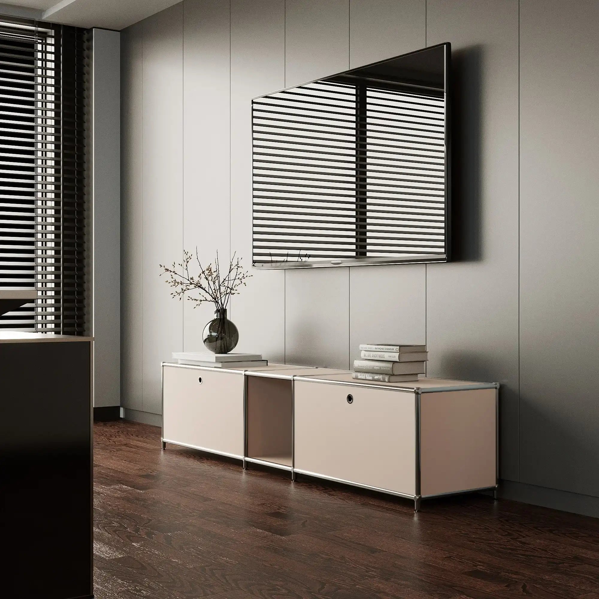 USM Haller Alternative von Flexcube: Lowboard in Taupe mit 2 Klappen