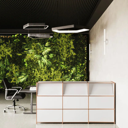 Empfangstheke in Weiss mit 3 Broschürenhaltern – Roségold-Finish