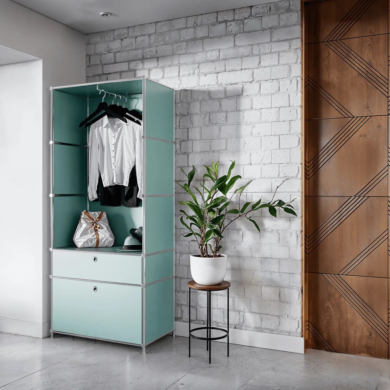 Garderobe in trendigem Mint