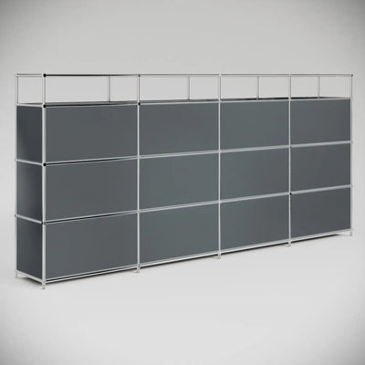 Large reception desk in dark grey