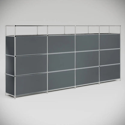 Large reception desk in dark grey