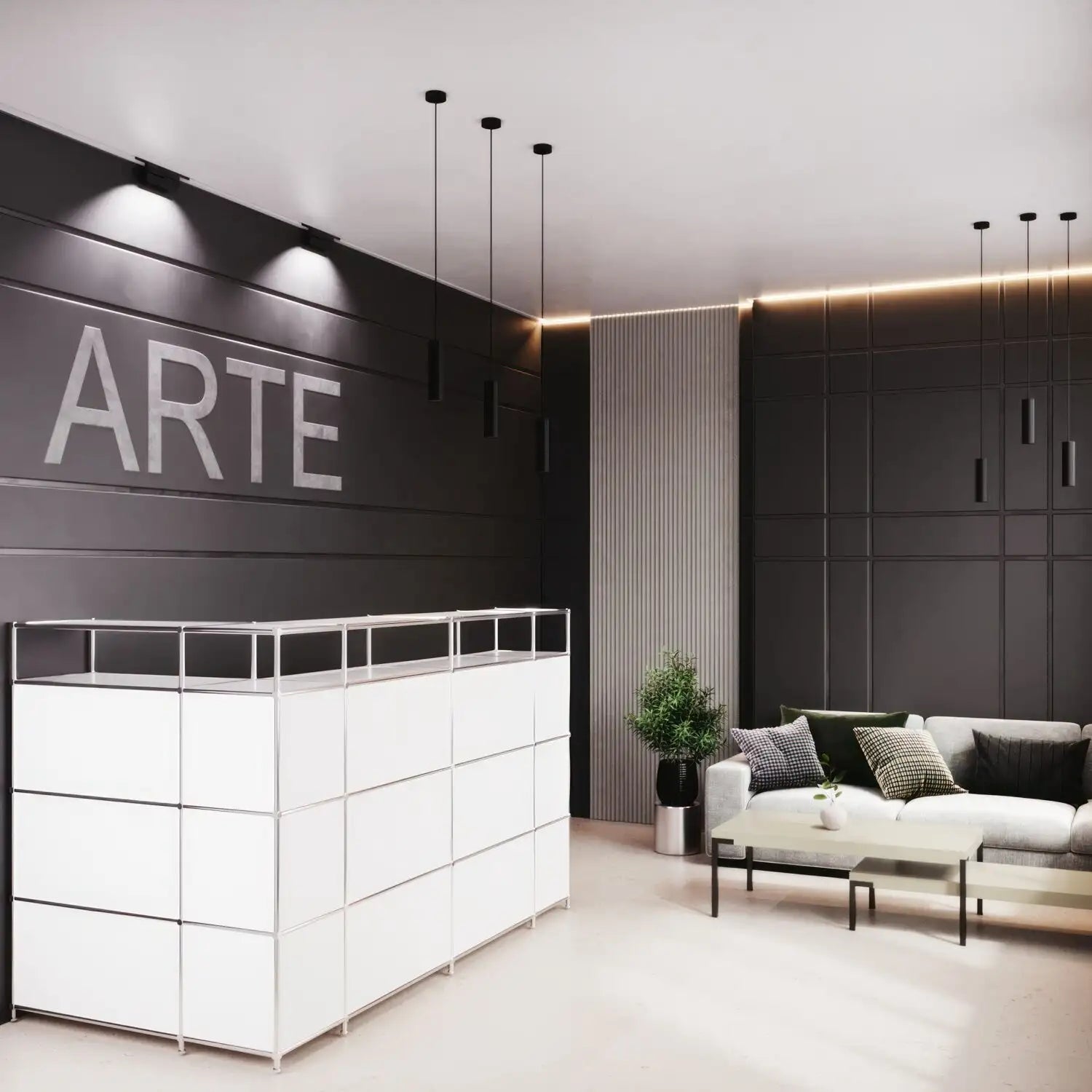 Grosszügige Empfangstheke in L-Form