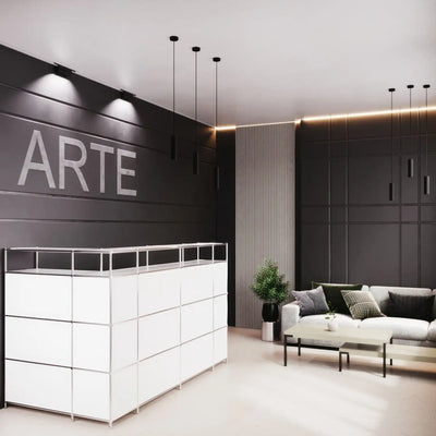 Spacious L-shaped reception desk