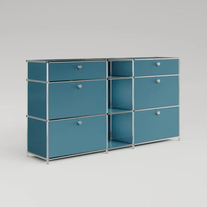 Chest of drawers in petrol blue with 4 drawers / 2 doors