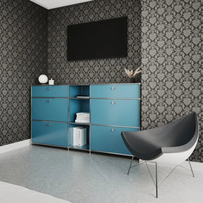 Chest of drawers in petrol blue with 4 drawers / 2 doors