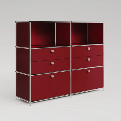 Commode rouge à 6 tiroirs