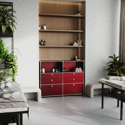 Commode rouge à 6 tiroirs