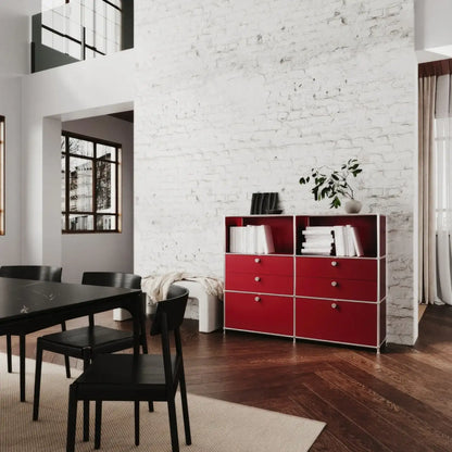 Kommode in Rot mit 6 Schubladen