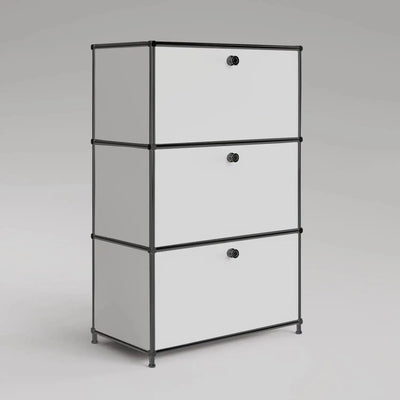 Commode blanche à 3 tiroirs – Chrome noir