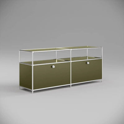 Plateau bas vert olive avec 2 rabats