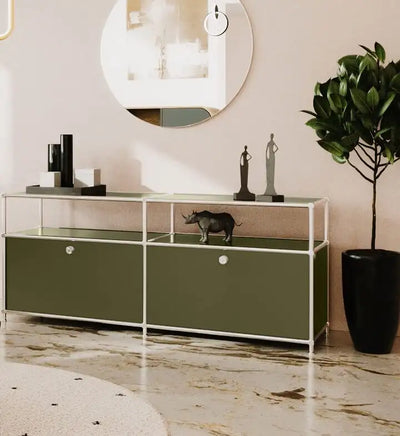 Plateau bas vert olive avec 2 rabats