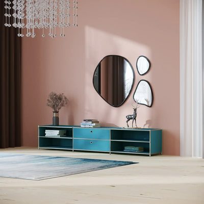 Lowboard in petrol blue with 2 drawers