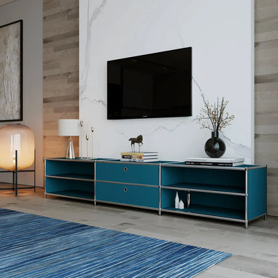 Lowboard in petrol blue with 2 drawers