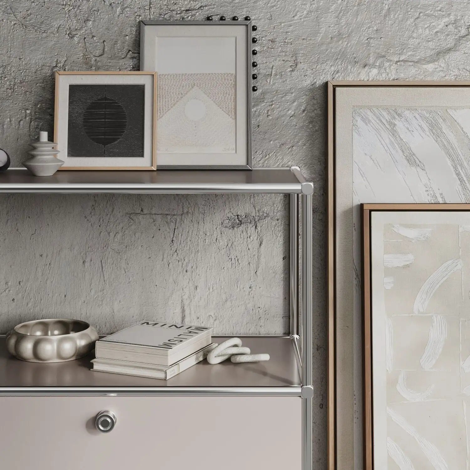 Regal in Taupe mit 2 Klappen