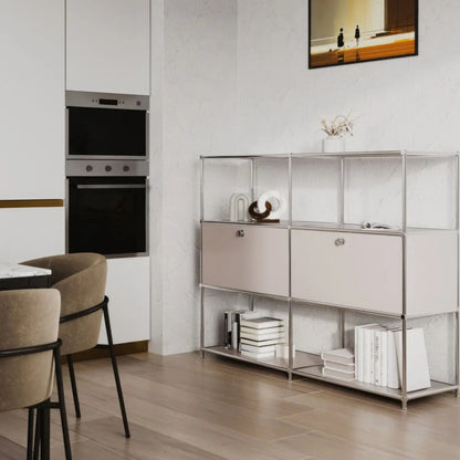 Regal in Taupe mit 2 Klappen