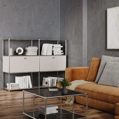 Regal in Taupe mit 2 Klappen