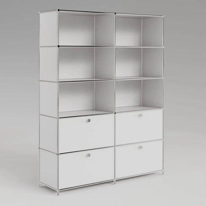 Regal in Weiss mit 2 Schubladen / Klappen