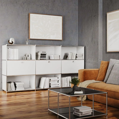 White shelf with 3 doors