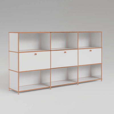 Regal in Weiss mit 3 Klappen – Roségold-Finish