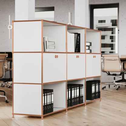 White shelf with 3 doors – rose gold finish