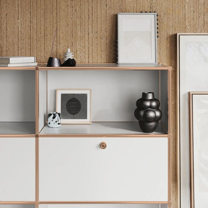 White shelf with 3 doors – rose gold finish