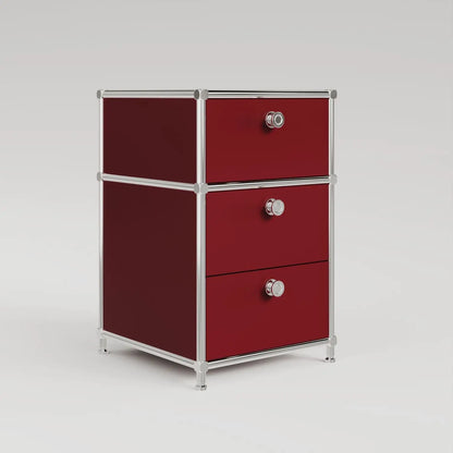 Schreibtischcontainer in Rot mit 3 Schubladen