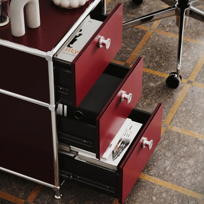 Boîte de bureau rouge à 3 tiroirs