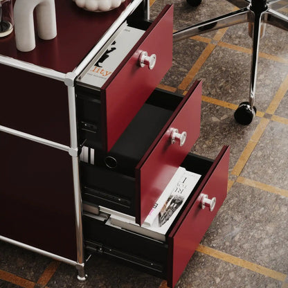 Schreibtischcontainer in Rot mit 3 Schubladen
