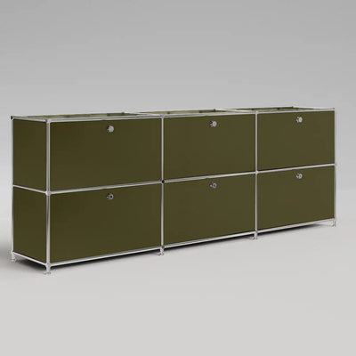 Sideboard in Olivgrün mit 3 Schubladen / Klappen