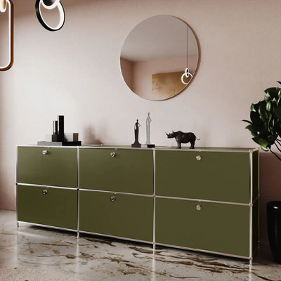 Sideboard in Olivgrün mit 3 Schubladen / Klappen