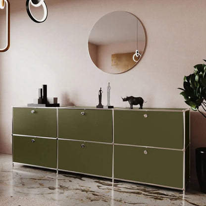 Sideboard in Olivgrün mit 3 Schubladen / Klappen