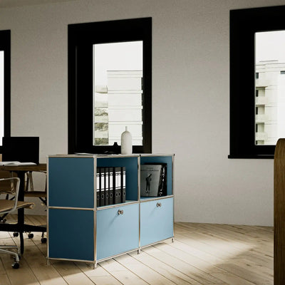 Buffet bleu pétrole à 2 portes