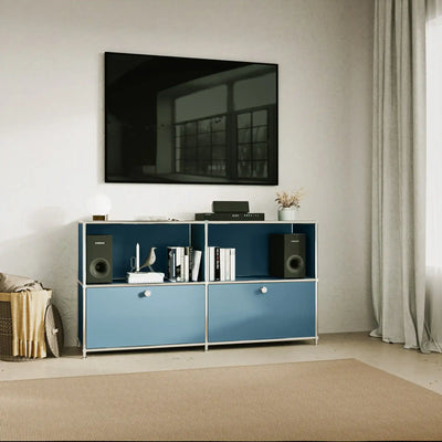 Buffet bleu pétrole à 2 portes