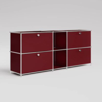 Sideboard in Rot mit 2 Schubladen / Klappen