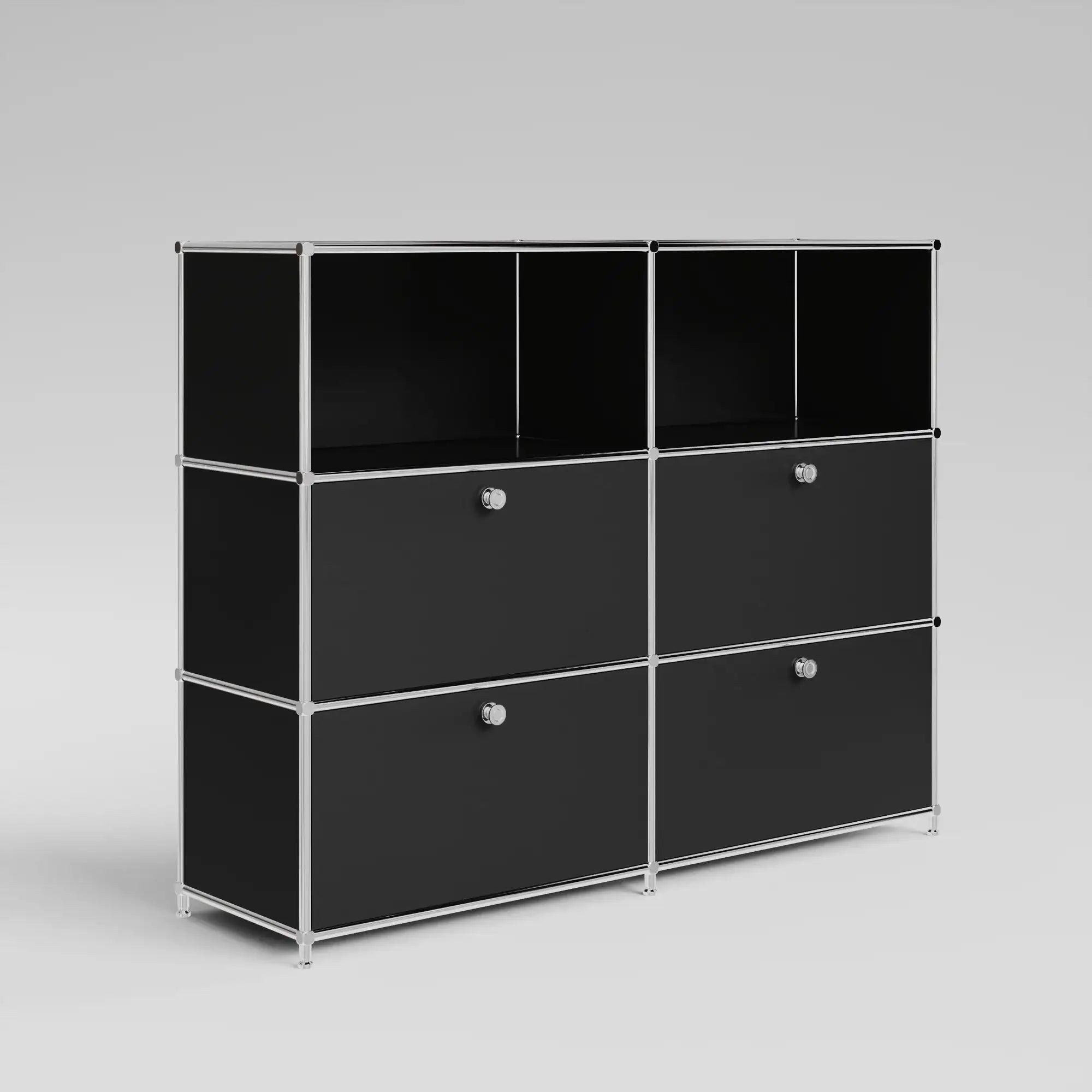 Sideboard in Schwarz mit 2 Schubladen / Klappen